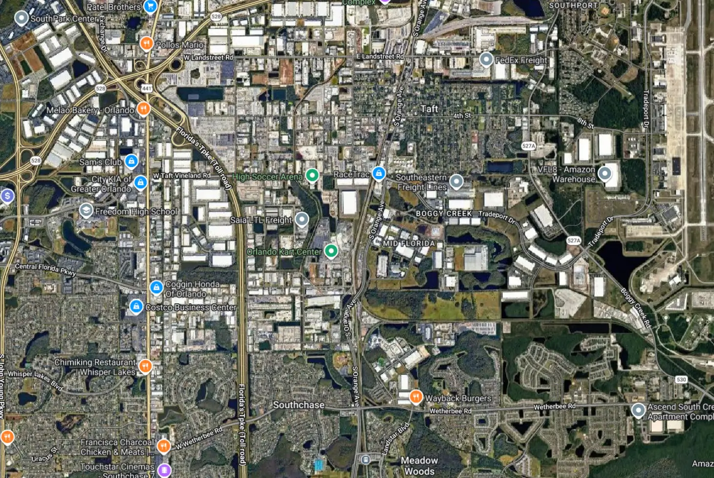 Satellite map of the Fastex Logistics office in Orlando, Florida