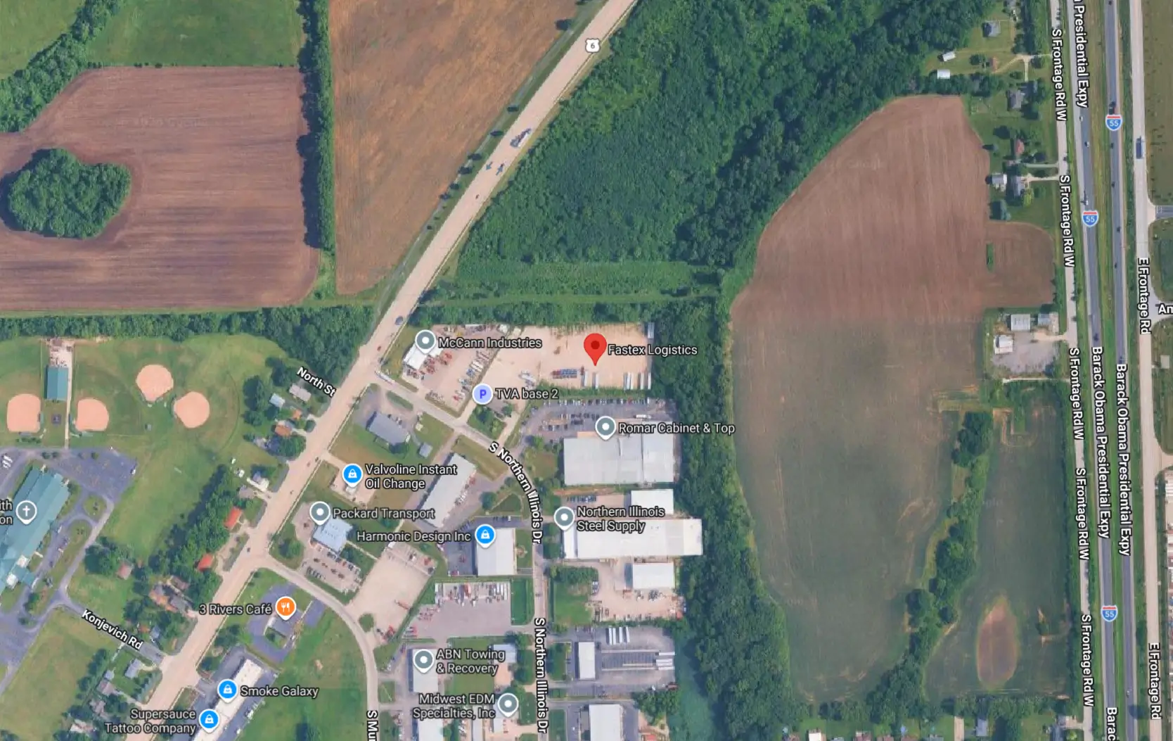 Satellite map of the Fastex Logistics office in Channahon, Illinois